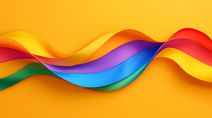 Wall Mural - Abstract Rainbow Wave on Yellow Background