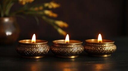 Diwali diya oil lamps holiday background.