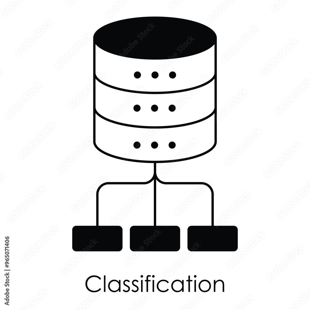Vector icon for Classification. A database symbolizing the organization ...
