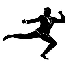 Wall Mural - a man in a fighting stance and a martial artist in mid-jump vector silhouette