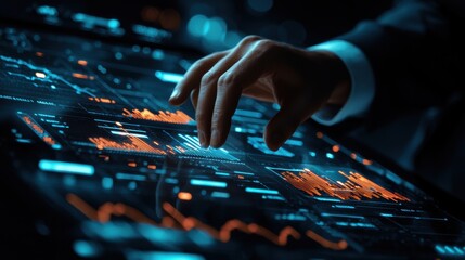 Futuristic Digital Technology Concept with Hands on Circuits