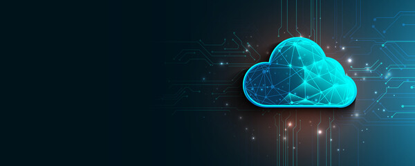 Wall Mural - technology concept background of communication circuit board network storage cloud