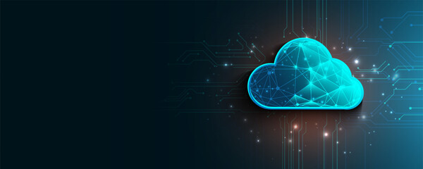 Wall Mural - technology concept background of communication circuit board network storage cloud