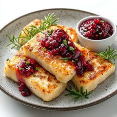 Grilled Halloumi Cheese with Cranberry Sauce and Rosemary, Estonian_verivorst_with_lingonberry