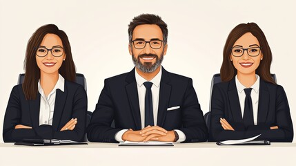 Wall Mural - The Confident Business Trio: A charismatic team of professionals exude confidence in a stylized portrait, ready to conquer the business world.