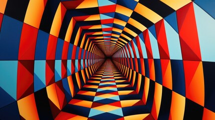 Wall Mural - a vibrant and colorful abstract pattern of geometric shapes creates a mesmerizing optical illusion.