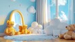 © Yaiza Canvas - Cheerful Playroom: Bright and Cozy Child's Space with Teddy Bears and Fluffy Clouds