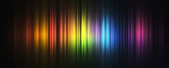 Wall Mural - Abstract Blurred Rainbow Spectrum on Black Background with Aurora Borealis Colors, Soft Edges and Gentle Gradient