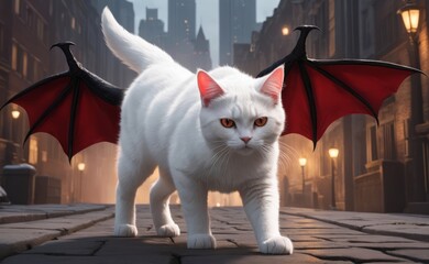 Wall Mural - Cat bat wings