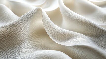 Sticker - White Fabric with a Grid Pattern, Softly Draped