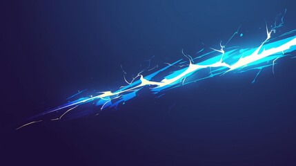 Abstract Vector Glowing Blue Lightning Bolt Symbol on Dark Background, Energy Concept with Technology Light Effect

