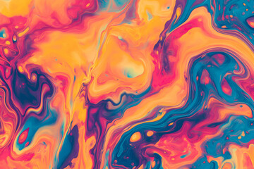 Wall Mural - Abstract swirl of blue, red, yellow and orange paint.