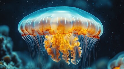 Wall Mural - Close-Up of a Bioluminescent Jellyfish