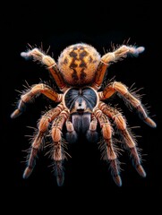 Wall Mural - closeup of a beautiful tarantula spider on a black background