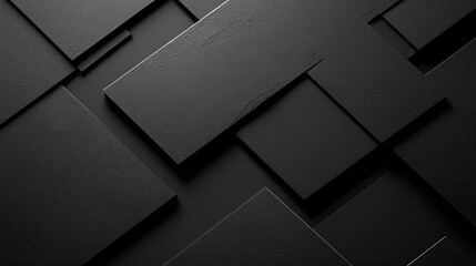 Poster - Abstract Black Geometric Shapes with Textured Surfaces