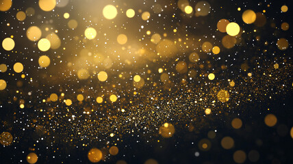 Canvas Print - A mesmerizing display of golden sparkles against a dark backdrop during a festive celebration