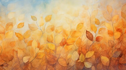 Poster - Watercolor Painting of Translucent Autumn Leaves