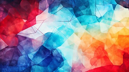 Poster - Abstract Watercolor Polygonal Background with Red, Blue, and Orange Hues