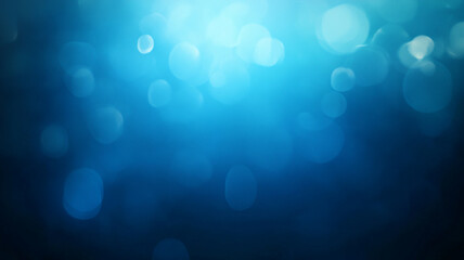 Soft bokeh effect of blue underwater lights creating a serene atmosphere in a deep ocean setting