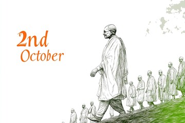 Wall Mural - illustration of Mahatma Gandhi 2nd October Gandhi jayanti white background.