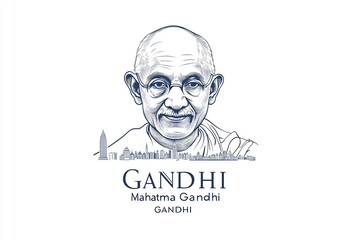 Wall Mural - illustration of Mahatma Gandhi 2nd October Gandhi jayanti white background.