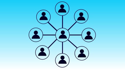  Animation of network of connections with digital mans icons . digital interface connection and communication concept digitally generated animation gradient  ramp  background .scale and rotation  
