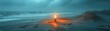 © BonzEarthsnapper - A solitary candle flickering in the wind on a desolate beach, fragility, the endurance of hope amidst despair