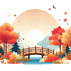 Wall Mural - Attractive vector image showing the beautiful autumn season