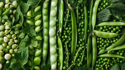 Canvas Print - Variety of peas, such as snow peas and snap peas, arranged in a pattern -