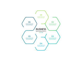 Wall Mural - 6 steps business infographic with icon for the presentation. can be used for process, presentations,