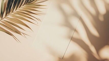 Wall Mural - Palm Leaf Shadow With Blank Cards