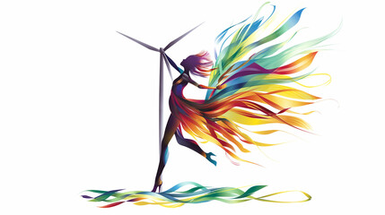 Wall Mural - Colorful dancer in a swirl of abstract brushstrokes, symbolizing movement, creativity, and artistic expression, as vivid lines trail from the dancer's graceful pose.