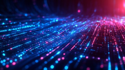 Poster - Digital in an abstract science background, visualizing the dynamic flow of futuristic technology and information