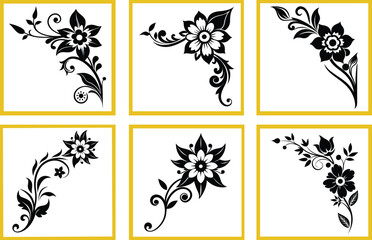 Sticker - ornamental floral corner design vector art 