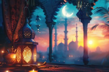 Wall Mural - 3d background ramadan outdoors spirituality architecture.