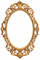 Sticker - Frame gold oval white background.