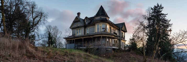 Poster - A derelict heritage house situated on a hillside