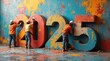 © vitanovski - Workers painting vibrant numbers for the year 2025