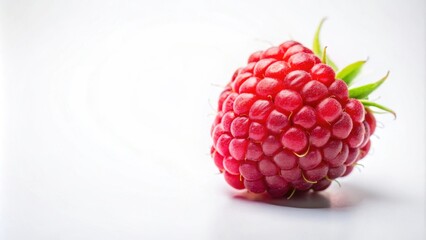 Wall Mural - Fresh ripe raspberry on a white background , red, fruit, vibrant, juicy, organic, healthy, snack, sweet, berry, antioxidant