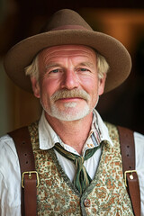 Wall Mural - Portrait of a Bavarian man in lederhosen and hat, Germany