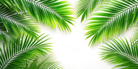 Palm leaves isolated on background for tropical design, tropical, foliage,background, palm, leaves, green, natural, botanical