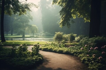 Wall Mural - Park garden nature landscape sunlight.