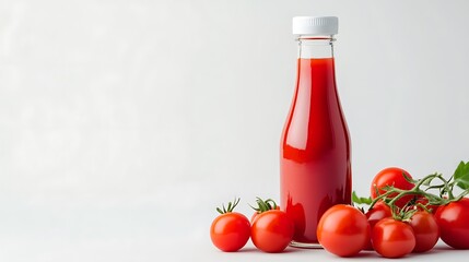 Tomatoes and Ketchup on a White Background