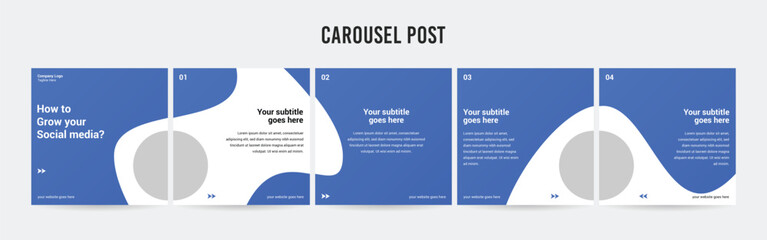 Wall Mural - set of minimalist business carousel post, customize social media template design, instagram and link