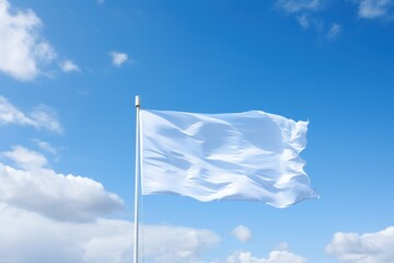 Poster - White long vertical flag banner blue sky backgrounds.