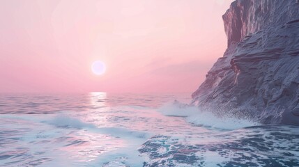 Sticker - Serene ocean sunset scene