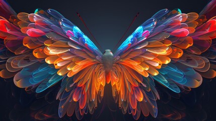 Wall Mural - bright digital butterfly wing gradient festival wallpaper - vibrant artistic wing artwork with color