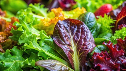 Wall Mural - Close up of vibrant and fresh salad leaves , green, healthy, organic, fresh, vegetarian, nutrition, natural, farm, diet