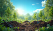 © Sajid - World ozone day concept showing the protection of ozone layer on nature. plant trees. AI generated.