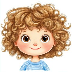 Poster - Julia is a sweet, brave girl with curly blonde hair and brown eyes, ready for fun adventures in her colorful world